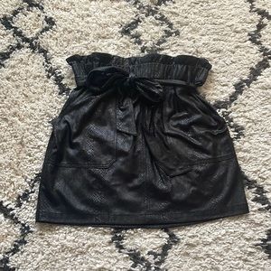 Black faux snakeskin leather skirt by Rachel Roy.